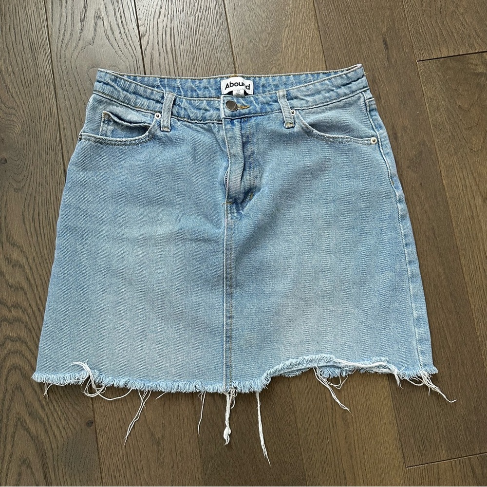 Abound Light Blue Frayed Denim Pencil Skirt